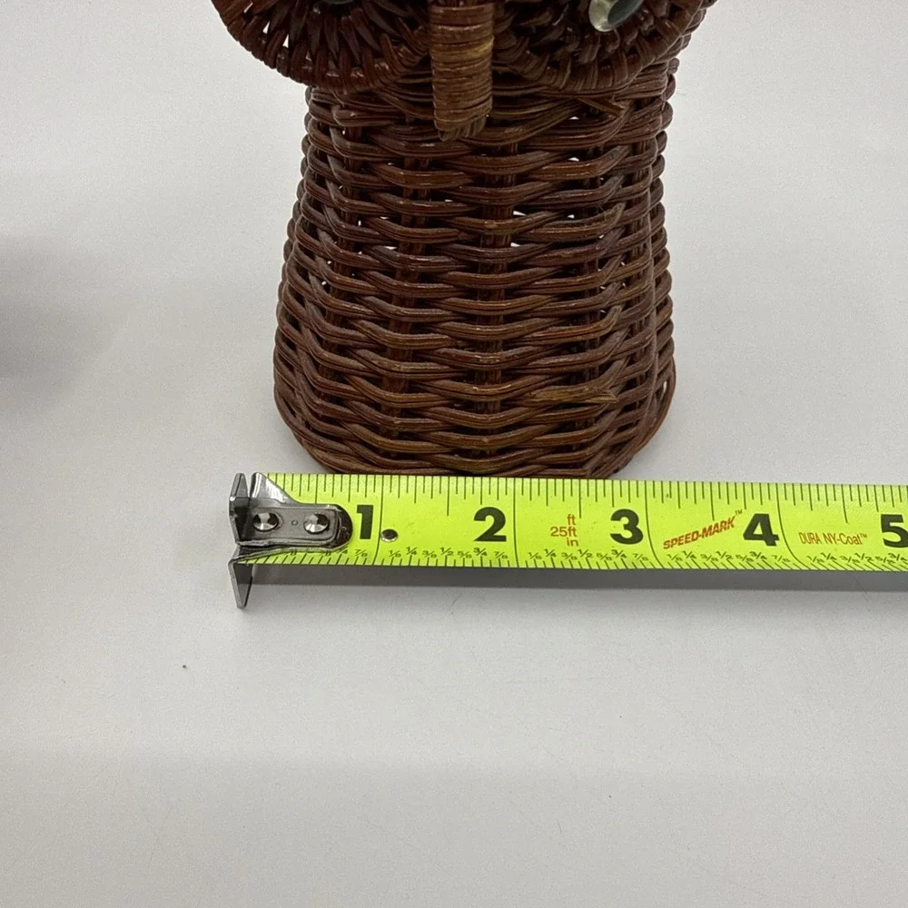 Vtg Mid Century‎ Modern Great Horned Owl Rattan Raffia Boho Basket 6